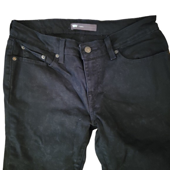 Levis Womens Black Cotton Blend Dark Wash‎ Pockets Cropped Jegging Jeans Size 27 - Picture 2 of 11